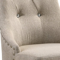 Wooden Chair with Fabric Upholstered Seating, Set of 2,Beige and Brown - BM204529