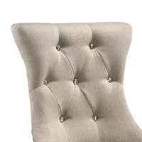 Wooden Chair with Fabric Upholstered Seating, Set of 2,Beige and Brown - BM204529