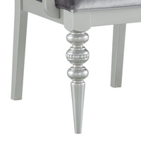 Crystal Inlaid Fabric Upholstered Wooden Arm Chair, Set of 2, Silver - BM204531