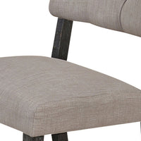 Wooden Side chair with Tufted Back, Set of 2, Brown and Gray - BM204535