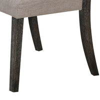 Wooden Side chair with Tufted Back, Set of 2, Brown and Gray - BM204535