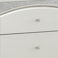 Modern Style 2 Drawer Wooden Nightstand with Rhinestone Inlays, Silver - BM204548