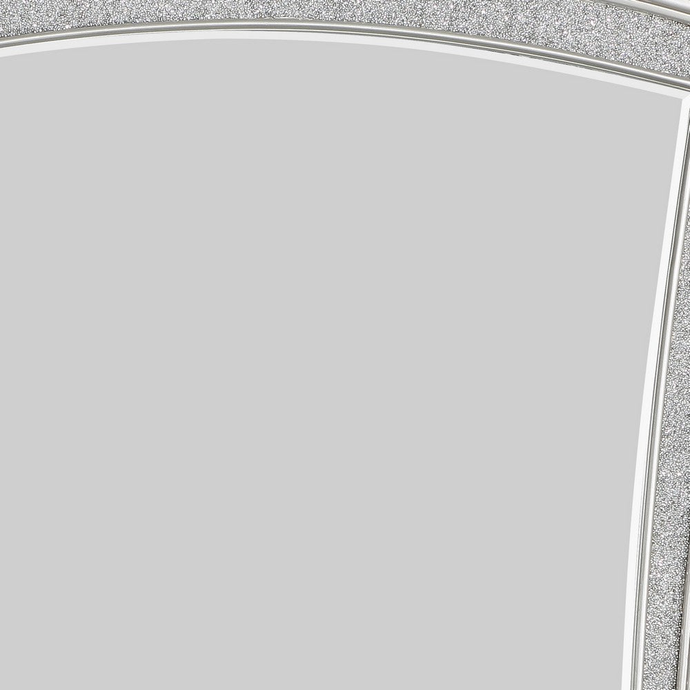 Modern Style Wooden Decorative Mirror with Rhinestone Inlays, Silver - BM204549