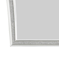 Modern Style Wooden Decorative Mirror with Rhinestone Inlays, Silver - BM204549