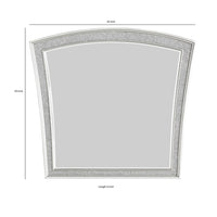 Modern Style Wooden Decorative Mirror with Rhinestone Inlays, Silver - BM204549