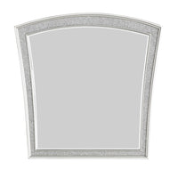 Modern Style Wooden Decorative Mirror with Rhinestone Inlays, Silver - BM204549