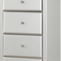 Modern Style 5 Drawer Wooden Chest with Flip Top Mirror, Silver - BM204552