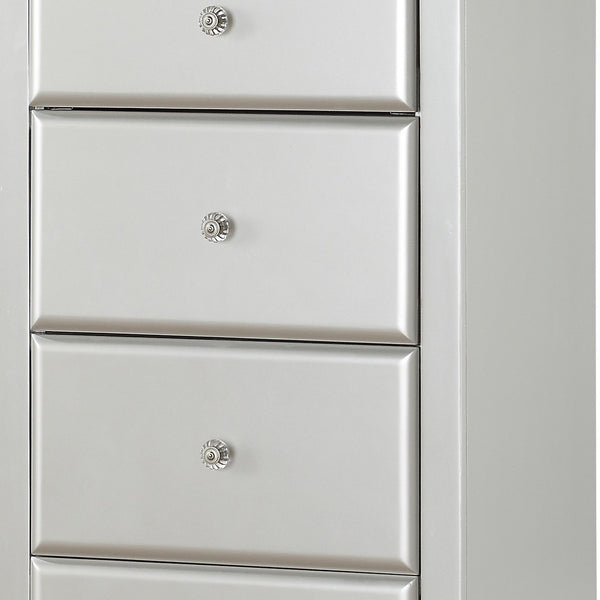 Modern Style 5 Drawer Wooden Chest with Flip Top Mirror, Silver - BM204552
