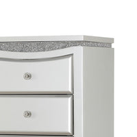 Modern Style 5 Drawer Wooden Chest with Flip Top Mirror, Silver - BM204552