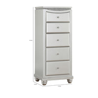 Modern Style 5 Drawer Wooden Chest with Flip Top Mirror, Silver - BM204552