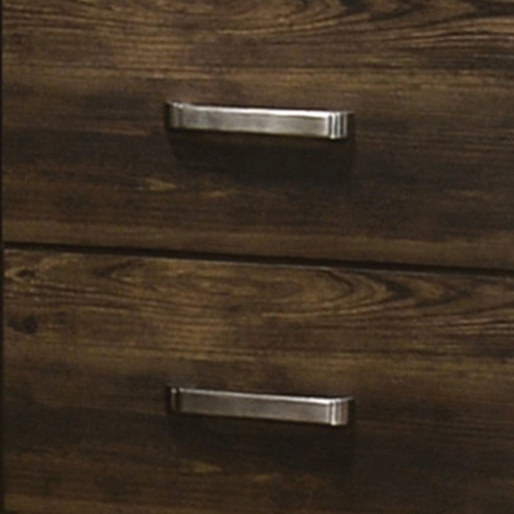 Transitional Style 2 Drawer Wooden Nightstand with Plinth Base, Brown - BM204557