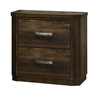 Transitional Style 2 Drawer Wooden Nightstand with Plinth Base, Brown - BM204557