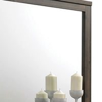 Transitional Style Wooden Decorative Mirror with Grooved Panels, Brown - BM204558