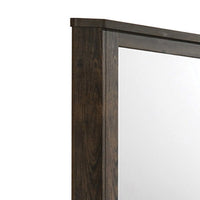 Transitional Style Wooden Decorative Mirror with Grooved Panels, Brown - BM204558