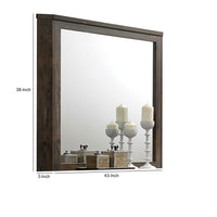 Transitional Style Wooden Decorative Mirror with Grooved Panels, Brown - BM204558