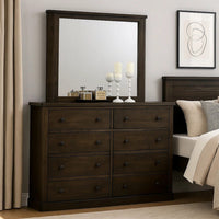 Transitional Style Wooden Decorative Mirror with Grooved Panels, Brown - BM204558