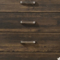 Transitional Style 5 Drawer Wooden Chest with Plinth Base, Brown - BM204560