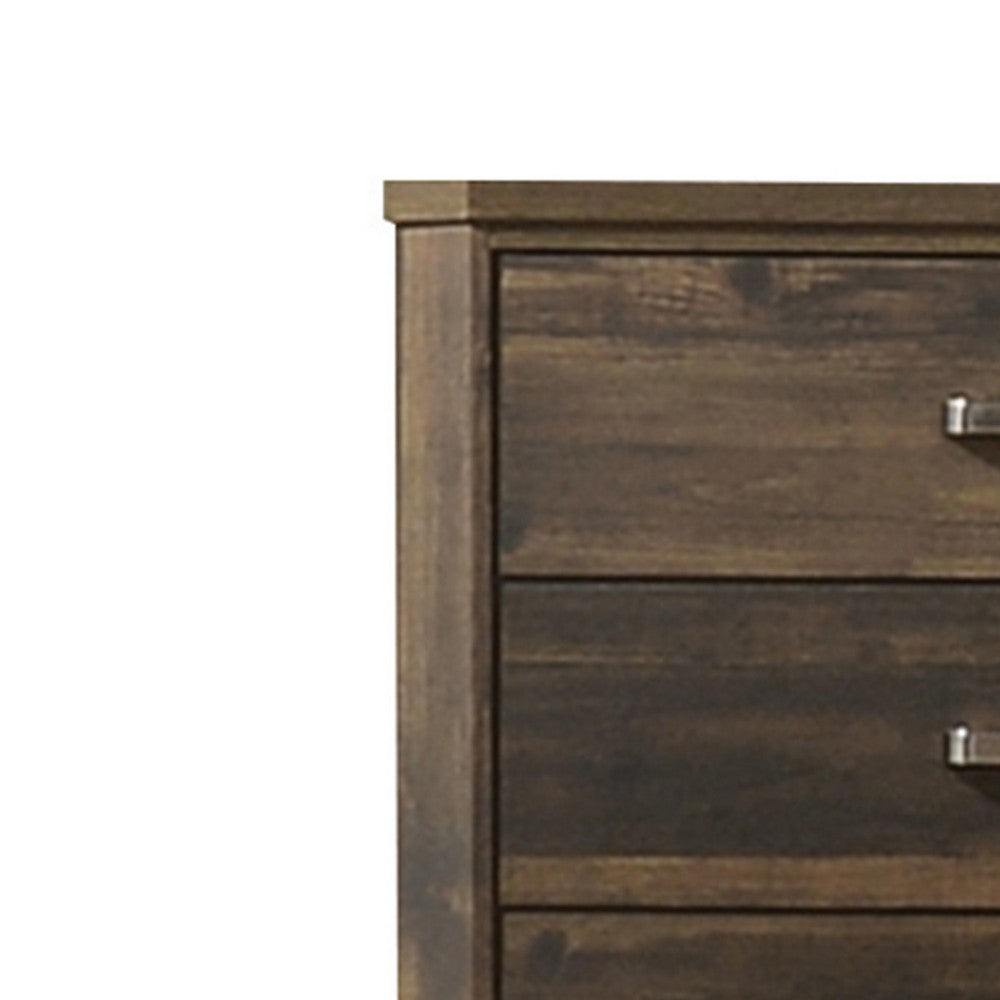 Transitional Style 5 Drawer Wooden Chest with Plinth Base, Brown - BM204560