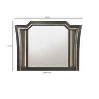 Contemporary Style Wooden Decorative Mirror with LED Lights, Gray - BM204568