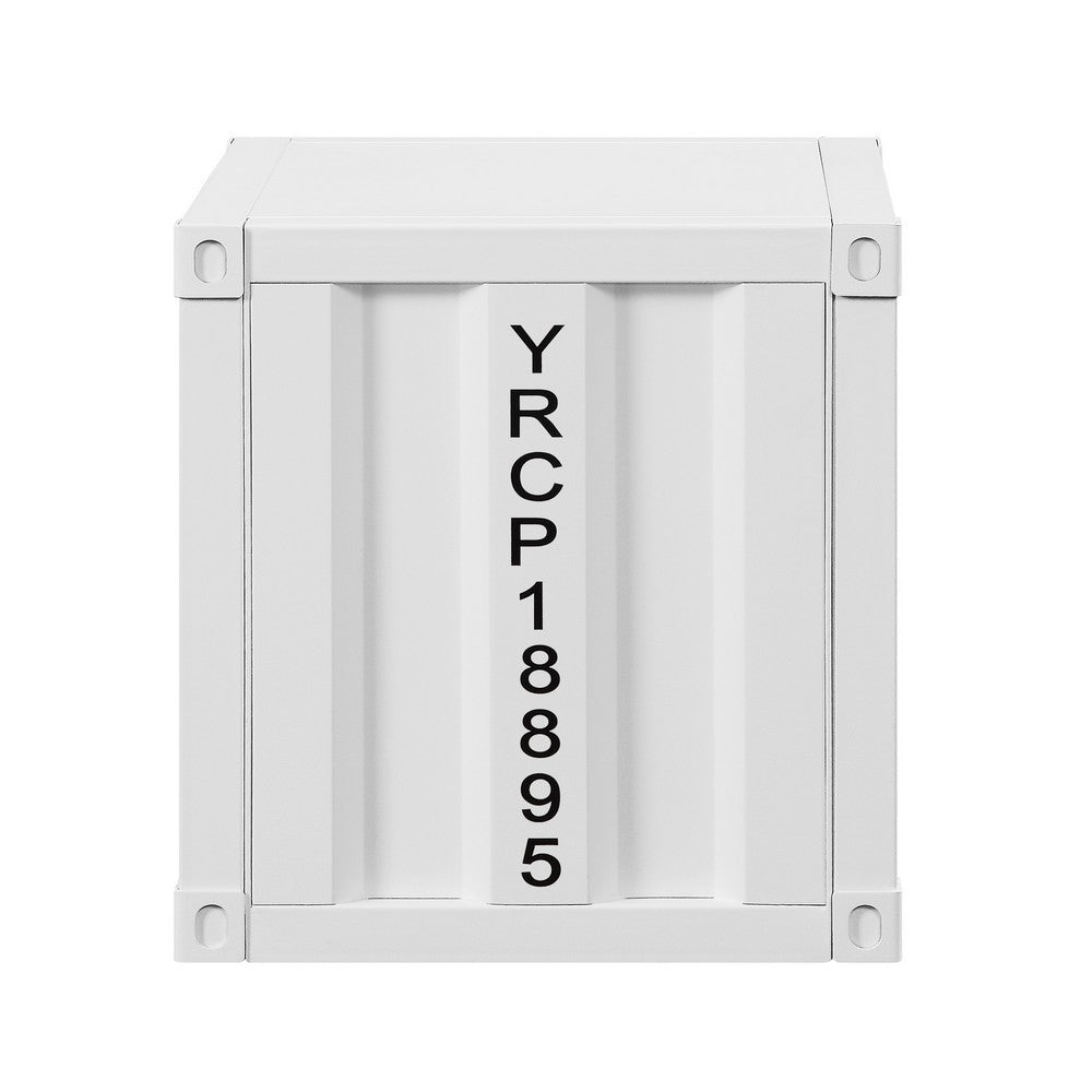 Metal Nightstand with 2 Open Compartment and USB Port, White - BM204606