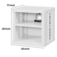 Metal Nightstand with 2 Open Compartment and USB Port, White - BM204606