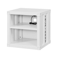 Metal Nightstand with 2 Open Compartment and USB Port, White - BM204606