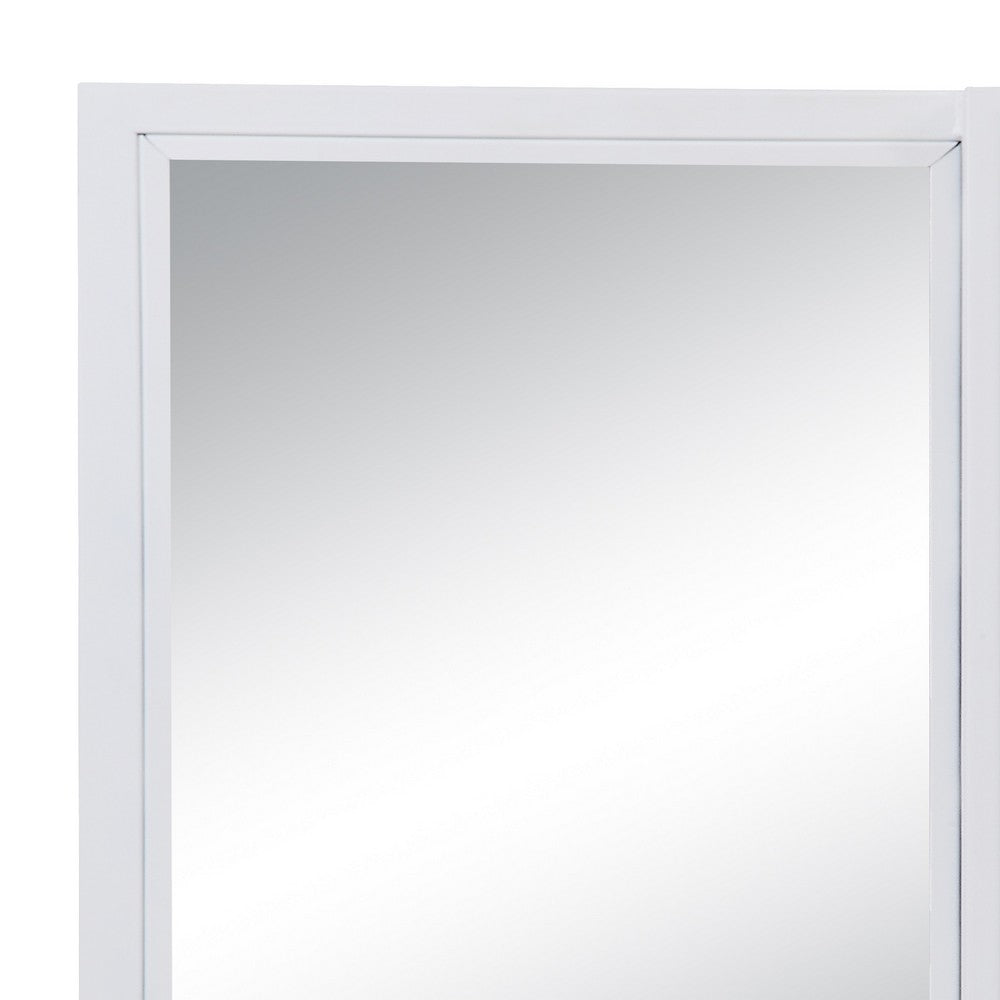 Industrial Style Metal Vanity Mirror with Recessed Door Storage, White - BM204607