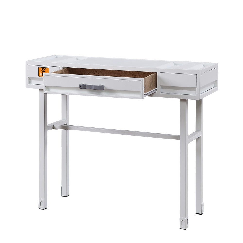 Industrial Style Metal and Wood 1 Drawer Vanity Desk, White - BM204608