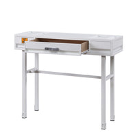 Industrial Style Metal and Wood 1 Drawer Vanity Desk, White - BM204608