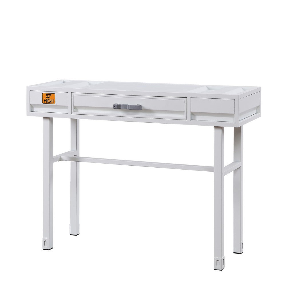 Industrial Style Metal and Wood 1 Drawer Vanity Desk, White - BM204608