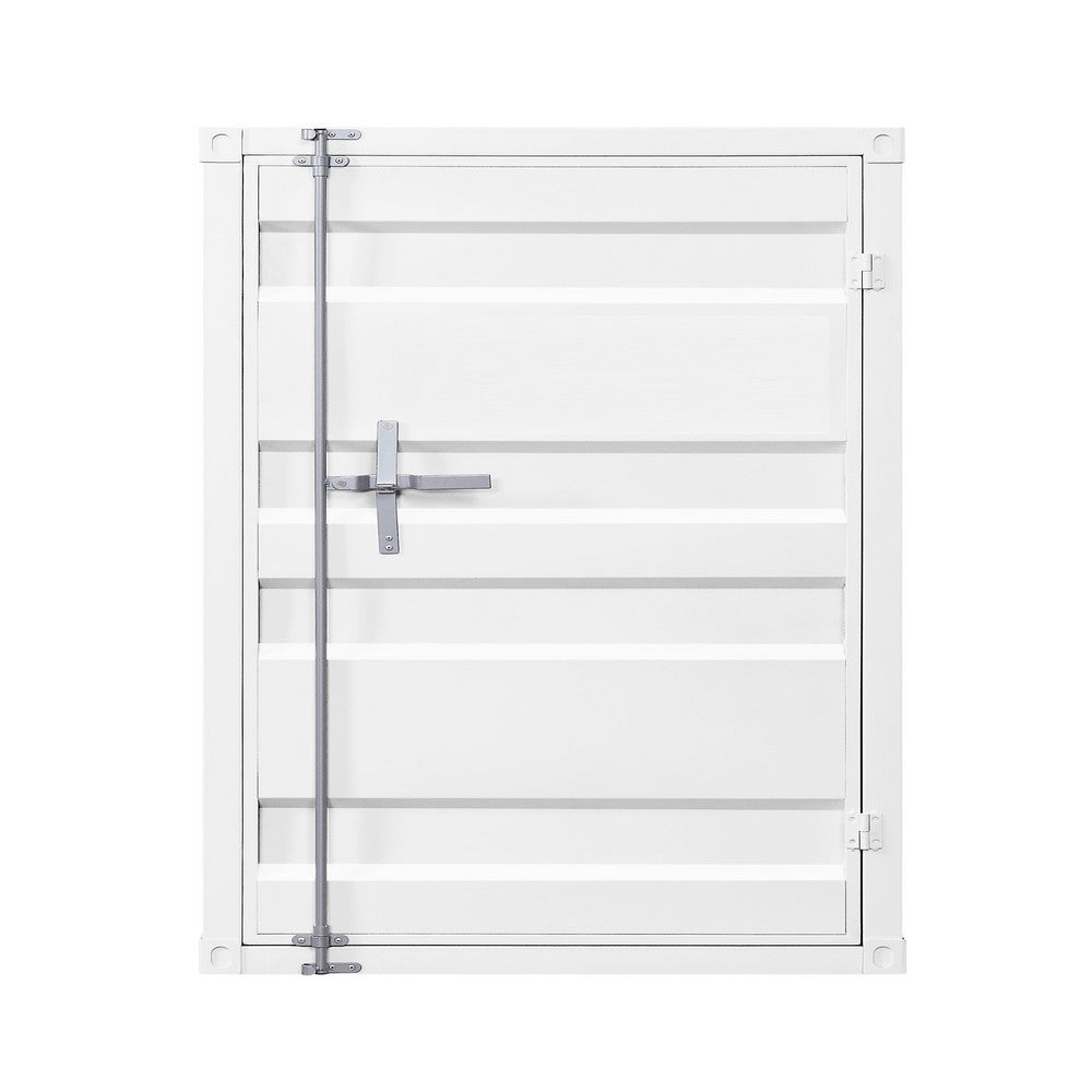 Industrial Style Metal Chest with Recessed Door Front, White - BM204609