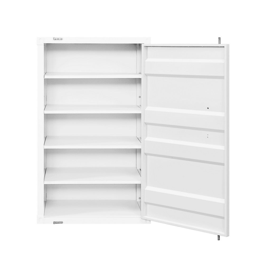 Industrial Style Metal Chest with Recessed Door Front, White - BM204609