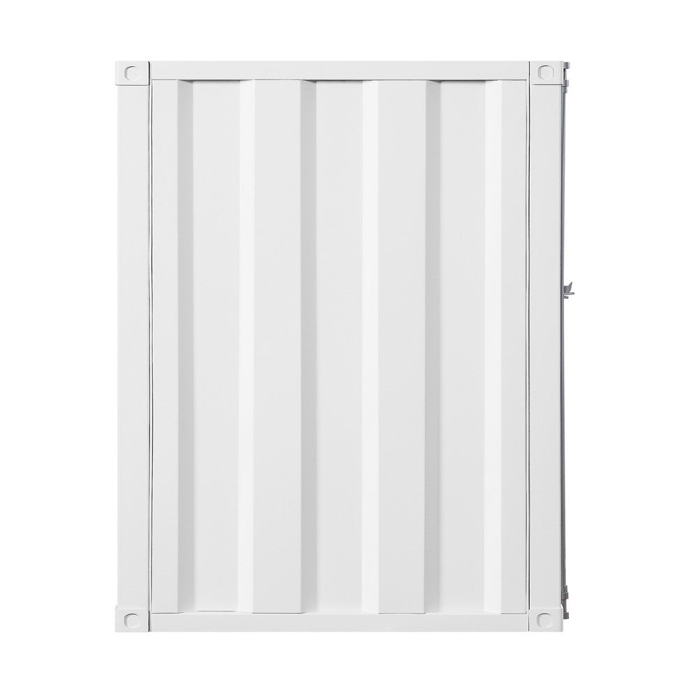 Industrial Style Metal Chest with Recessed Door Front, White - BM204609