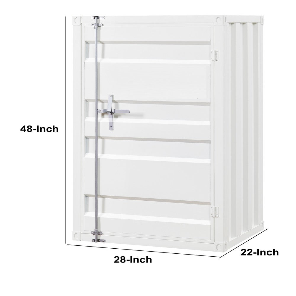 Industrial Style Metal Chest with Recessed Door Front, White - BM204609