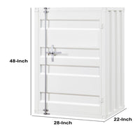 Industrial Style Metal Chest with Recessed Door Front, White - BM204609