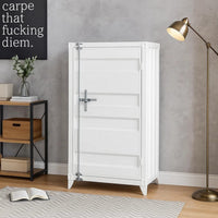 Industrial Style Metal Chest with Recessed Door Front, White - BM204609