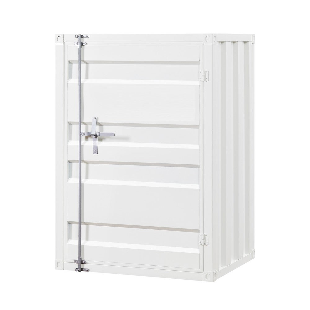 Industrial Style Metal Chest with Recessed Door Front, White - BM204609