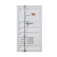 Industrial Style Metal Wardrobe with Recessed Door Front, White - BM204610