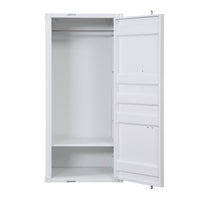Industrial Style Metal Wardrobe with Recessed Door Front, White - BM204610