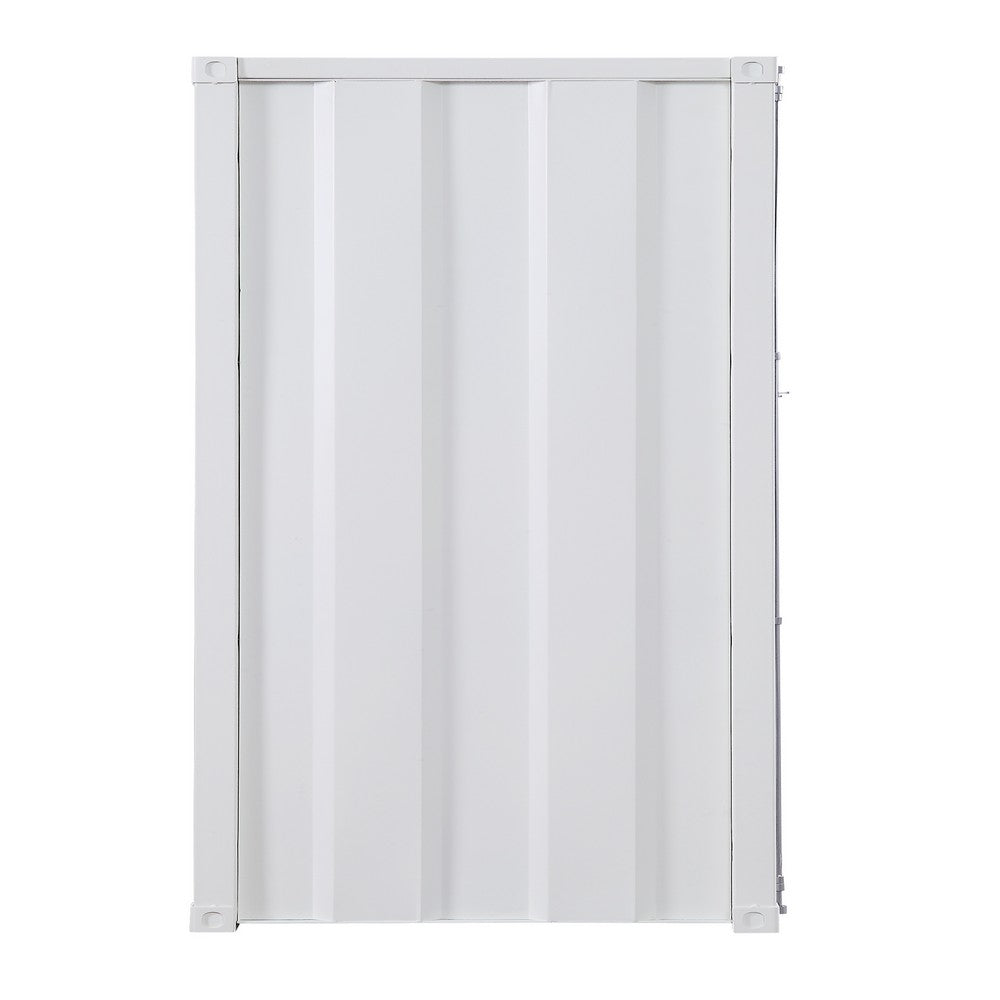 Industrial Style Metal Wardrobe with Recessed Door Front, White - BM204610