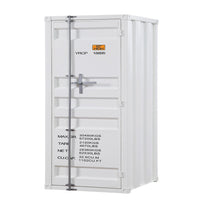 Industrial Style Metal Wardrobe with Recessed Door Front, White - BM204610