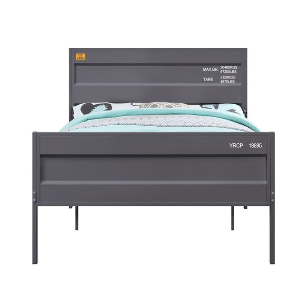 Industrial Style Metal Full Size Bed with Straight Leg Support, Gray - BM204613