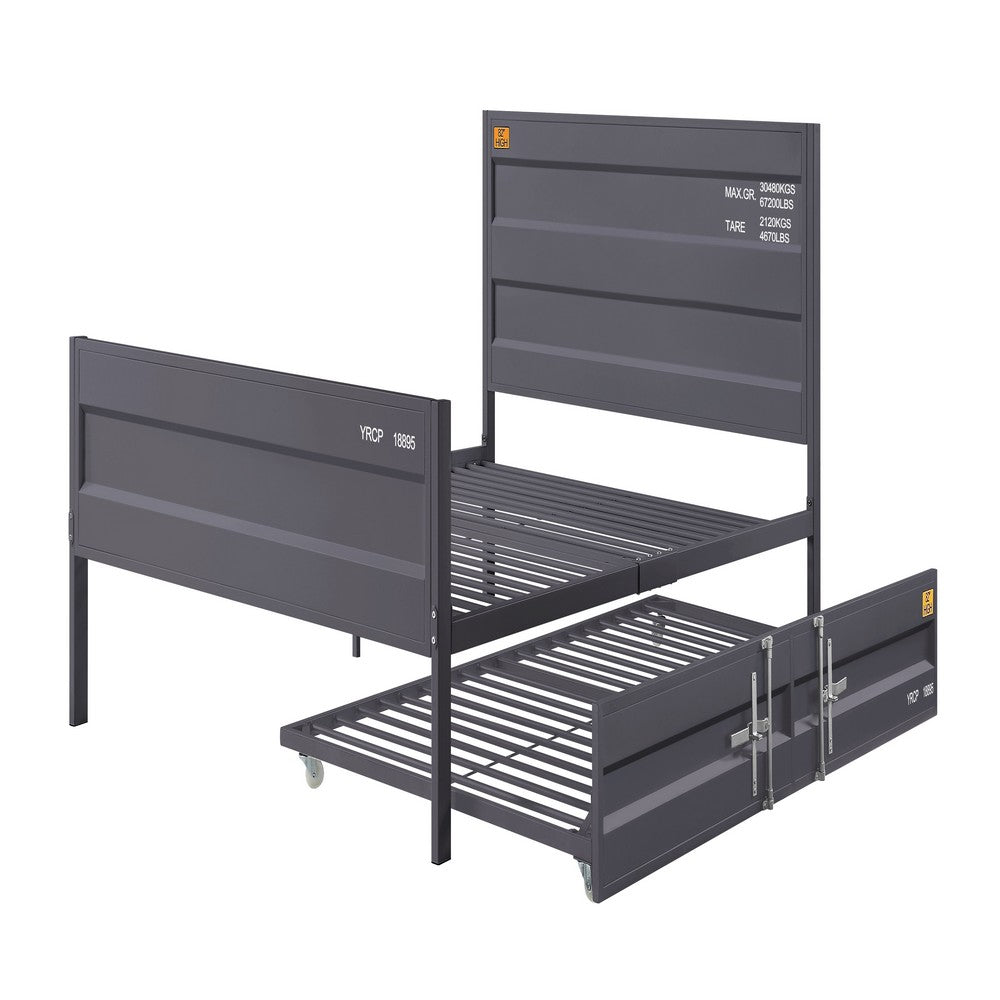 Industrial Style Metal Full Size Bed with Straight Leg Support, Gray - BM204613