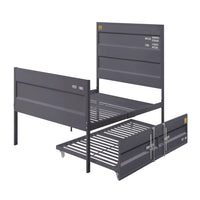 Industrial Style Metal Full Size Bed with Straight Leg Support, Gray - BM204613