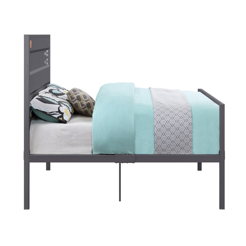 Industrial Style Metal Full Size Bed with Straight Leg Support, Gray - BM204613