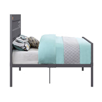 Industrial Style Metal Full Size Bed with Straight Leg Support, Gray - BM204613