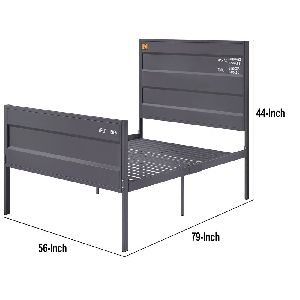 Industrial Style Metal Full Size Bed with Straight Leg Support, Gray - BM204613