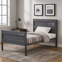 Industrial Style Metal Full Size Bed with Straight Leg Support, Gray - BM204613