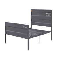 Industrial Style Metal Full Size Bed with Straight Leg Support, Gray - BM204613