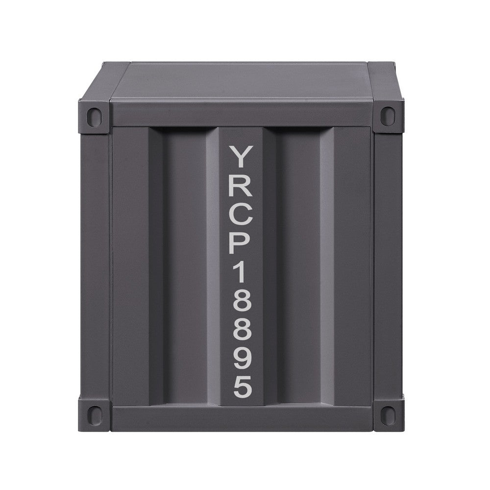 Metal Nightstand with 2 Open Compartment and USB Port, Gray - BM204614